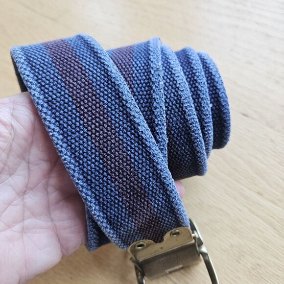 Blue/Burgundy Webbed Belt With QMS Brass Buckle - Picture 4 of 7